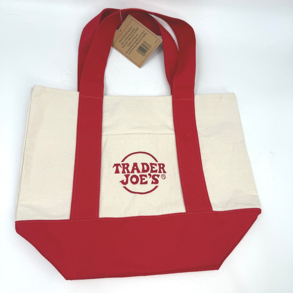 NWT Trader Joes Mini Canvas Tote OS Red Holiday 2025 Viral Gorpcore Minimalist